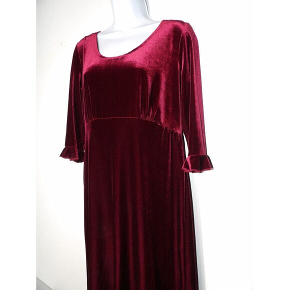 Vintage Northern Reflections Velvet Shift Dress sz 10 Red 90s Fairy Whimsigoth - Picture 3 of 13